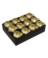 12x Glazen gedecoreerde gouden kerstballen 7,5 cm