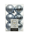 12x Kunststof kerstballen glanzend-mat lichtblauw 6 cm kerstboom versiering-decoratie