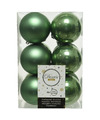 12x Kunststof kerstballen glanzend-mat salie groen 6 cm kerstboom versiering-decoratie