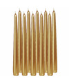 12x Lange kaarsen goud 25 cm 8 branduren dinerkaarsen-tafelkaarsen