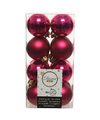 16x Kunststof kerstballen glanzend-mat bessen roze 4 cm kerstboom versiering-decoratie