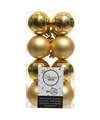 16x Kunststof kerstballen glanzend-mat goud 4 cm kerstboom versiering-decoratie