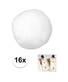 16x Witte sneeuwballen-sneeuwbollen 6 cm