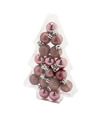 17x stuks kleine kunststof kerstballen roze 3 cm mat-glans-glitter