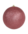 1x Grote koraal rode kerstballen met glitter kunststof 18 cm
