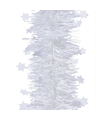 1x Kerst lametta guirlandes winter wit sterren-glinsterend 270 cm kerstboom versiering-decoratie