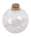 1x Kerstballen transparant-wit 8 cm met witte glitters kunststof kerstboom versiering-decoratie