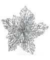 1x Kerstversieringen glitter kerstster zilver op clip 23 x 10 cm