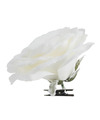 1x Kerstversieringen witte roos met sneeuw op clip 15 x 5 cm