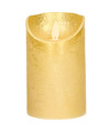 1x LED kaarsen-stompkaarsen goud met dansvlam 12,5 cm