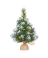 1x Mini kunst kerstboom met 10 LED lampjes en sneeuw 45 cm