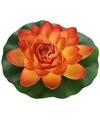 1x Oranje waterlelie kunstbloemen vijverdecoratie 18 cm