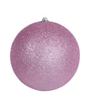 1x Roze grote kerstballen met glitter kunststof 13,5 cm