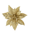 1x stuks decoratie bloemen kerstster goud glitter op clip 15 cm