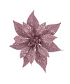 1x stuks decoratie bloemen kerstster roze glitter op clip 18 cm