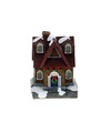 1x Verlichte kerstdorp huisjes-kersthuisjes met rood dak 13,5 cm