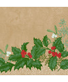 20x stuks kerst thema tafel servetten met hulsttakjes 33 x 33 cm