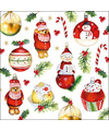 20x stuks kerstdiner-kerst thema servetten met kerstornamenten 33 x 33 cm