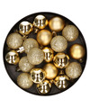 20x stuks kleine kunststof kerstballen goud 3 cm mat-glans-glitter