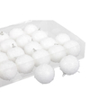 24x Kleine kunststof kerstballen met sneeuw effect wit 6 cm