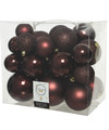 26x stuks kunststof kerstballen mahonie bruin 6-8-10 cm glans-mat-glitter