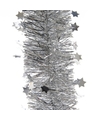 2x Zilveren kerstboom folie slinger met ster 270 cm