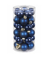 30x Donkerblauwe kleine glazen kerstballen 4 cm glans en mat