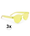 3x Gele feestbril voor volwassenen