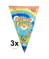 3x Hippie feest vlaggenlijn flower power 5 meter