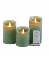 3x Jade groene LED kaarsen op batterijen inclusief afstandsbediening