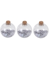 3x Kerstballen transparant-wit 8 cm met witte sterren kunststof kerstboom versiering-decoratie