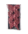 3x Kerstboomversiering vlinders op clip glitter rood 11 cm