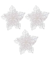 3x Kerstversieringen glitter kerstster wit op clip 23 x 8 cm