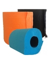 3x Rol gekleurd toiletpapier turquoise-oranje-zwart