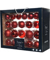 42x Glazen kerstballen glans-mat-glitter kerst rood 5-6-7 cm kerstboom versiering-decoratie