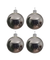 4x Glazen kerstballen glans zilver 10 cm kerstboom versiering-decoratie
