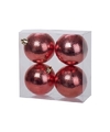 4x Kunststof kerstballen cirkel motief rood 8 cm kerstboom versiering-decoratie