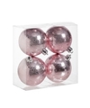 4x Kunststof kerstballen cirkel motief roze 8 cm kerstboom versiering-decoratie