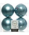 4x Kunststof kerstballen glanzend-mat ijsblauw 10 cm kerstboom versiering-decoratie