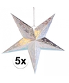 5x decoratie kerst sterren zilver 60 cm