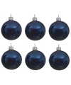 6x Glazen kerstballen glans donkerblauw 6 cm kerstboom versiering-decoratie