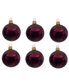 6x Glazen kerstballen glans donkerrood 8 cm kerstboom versiering-decoratie