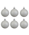 6x Glazen kerstballen glans winter wit 6 cm kerstboom versiering-decoratie