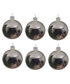 6x Glazen kerstballen glans zilver 6 cm kerstboom versiering-decoratie