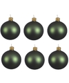6x Glazen kerstballen mat donkergroen 6 cm kerstboom versiering-decoratie