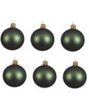 6x Glazen kerstballen mat donkergroen 8 cm kerstboom versiering-decoratie
