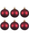 6x Glazen kerstballen mat donkerrood 6 cm kerstboom versiering-decoratie