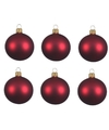 6x Glazen kerstballen mat donkerrood 8 cm kerstboom versiering-decoratie