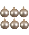 6x Glazen kerstballen mat licht parel-champagne 6 cm kerstboom versiering-decoratie