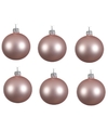6x Glazen kerstballen mat lichtroze 8 cm kerstboom versiering-decoratie
